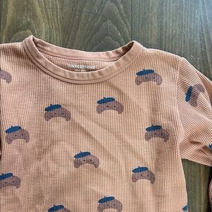 Tiny Cottons croissant beret waffle top in pumpkin 6